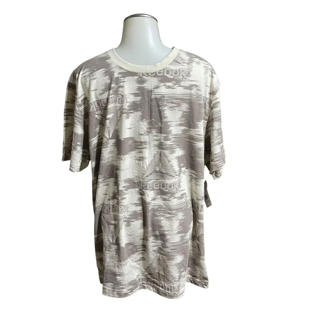 Reebok Mens Classic Graphic T-Shirt Beige/Gray L Cotton Blend